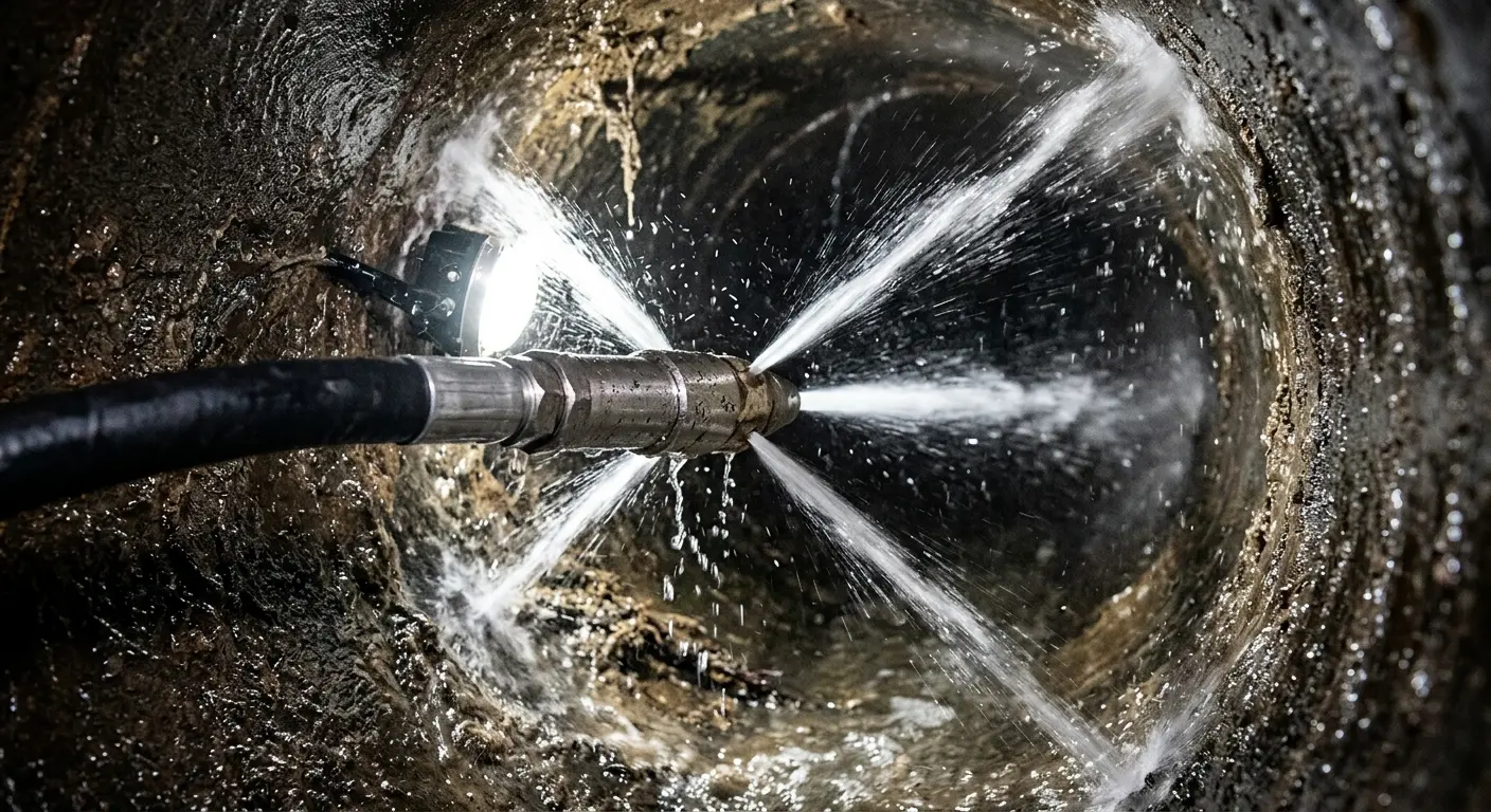 High-pressure hydro jetting nozzle cleaning sewer pipe for Storm Drain Cleaning in Salem